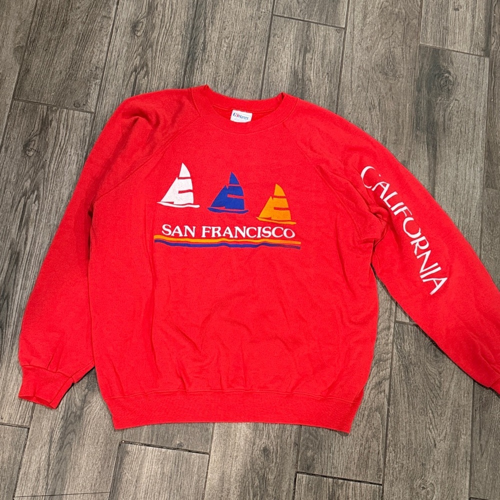 Vintage 1980s Hanes Red San Francisco California Crewneck Sweater
